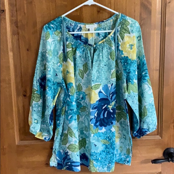 Charter Club Tops - Floral pattern linen shirt